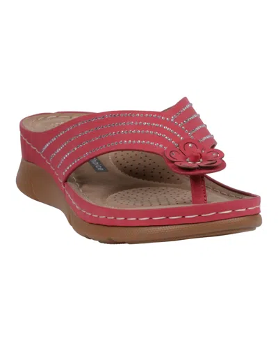 GC SHOES WOMEN'S AMARI FLOWER THONG FLAT SANDALS