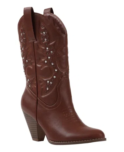 GC SHOES WOMEN'S BETH STUDDED WESTERN ANKLE BOOTS