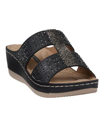 GC SHOES WOMEN'S CARRIE EMBELLISHED WEDGE SANDALS