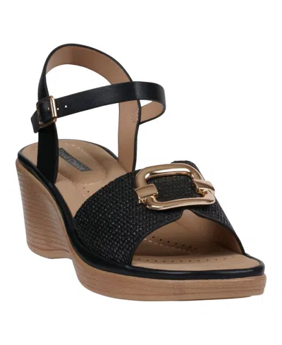 GC SHOES WOMEN'S FIA ANKLE STRAP WEDGE SANDALS