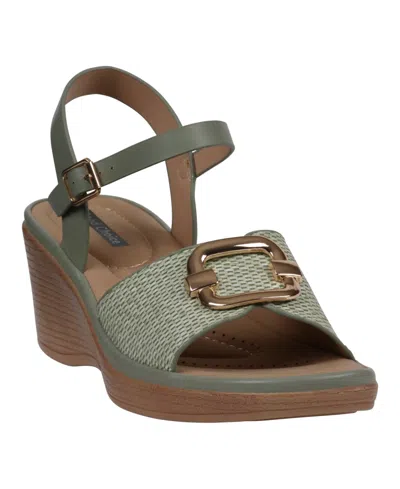 GC SHOES WOMEN'S FIA ANKLE STRAP WEDGE SANDALS