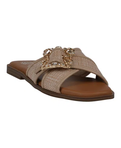 GC SHOES WOMEN'S IVY EMBELLISHED BUCKLE SLIDE FLAT SANDALS