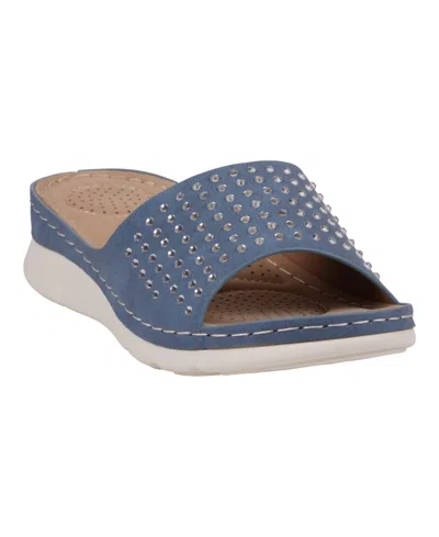 GC SHOES WOMEN'S JULIE EMBELLISHED COMFORT FLAT SANDALS