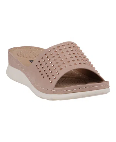 GC SHOES WOMEN'S JULIE EMBELLISHED COMFORT FLAT SANDALS