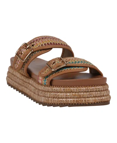 GC SHOES WOMEN'S LORENA WOVEN DOUBLE BAND SLIDE PLATFORM SANDALS