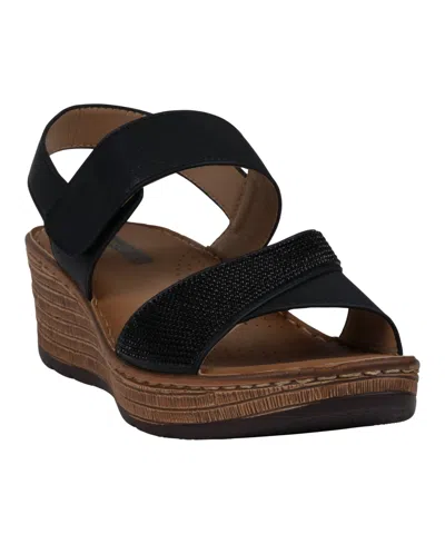 GC SHOES WOMEN'S LUX EMBELLISHED WEDGE SANDALS