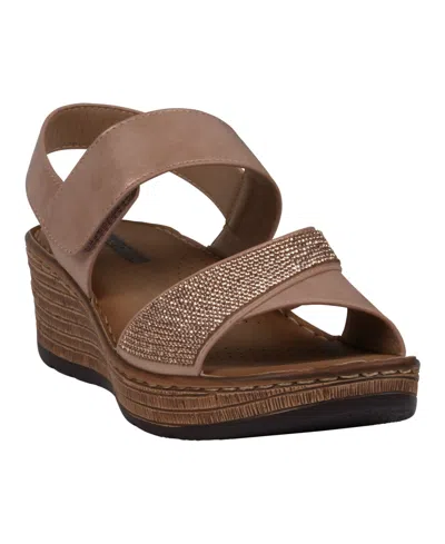 GC SHOES WOMEN'S LUX EMBELLISHED WEDGE SANDALS