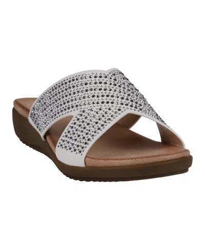 GC SHOES WOMEN'S SHARLENE EMBELLISHED CROSS-STRAP FLAT SANDALS