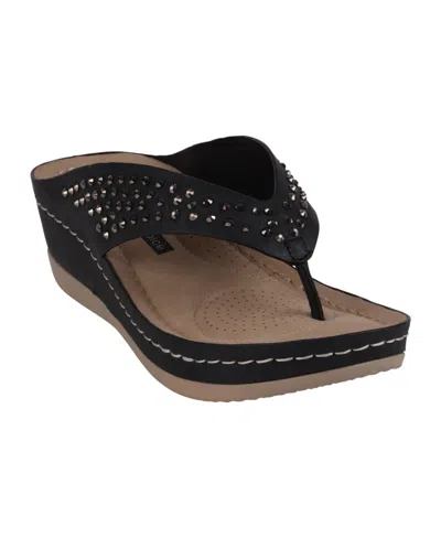 GC SHOES WOMEN'S TIANA EMBELLISHED COMFORT WEDGE SANDALS