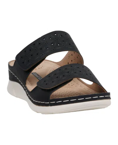 GC SHOES WOMEN'S VERNA ADJUSTABLE DOUBLE STRAP FOOTBED SANDALS