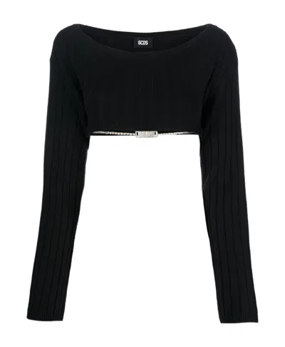 GCDS GCDS BOAT NECK CROPPED KNITTED TOP