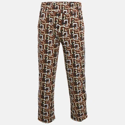 GCDS BROWN LOGO PRINT JERSEY TRACKPANTS S