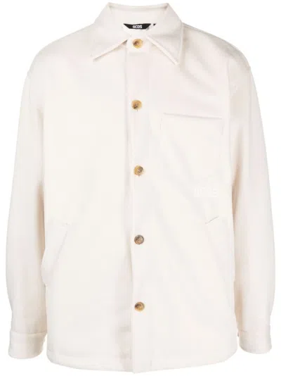 GCDS LOGO-EMBROIDERED OVERSHIRT