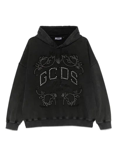 GCDS LOGO-PATCH HOODIE