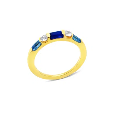 GEM BAZAAR JEWELLERY WOMEN'S BLUE / WHITE / GOLD THEIA SAPPHIRE RING