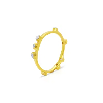 GEM BAZAAR JEWELLERY WOMEN'S GOLD / WHITE HOOP HOOP RING