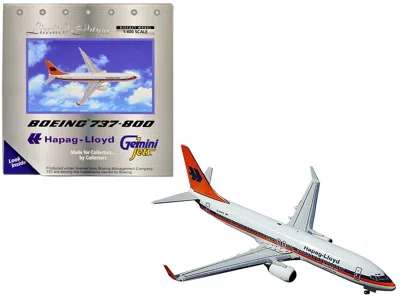 GEMINIJETS BOEING 737-800 COMMERCIAL AIRCRAFT "HAPAG-LLOYD" WHITE WITH ORANGE AND BLUE STRIPES 1/400 DIECAST MO