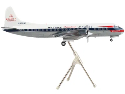 GEMINIJETS LOCKHEED L-188 ELECTRA COMMERCIAL AIRCRAFT "BRANIFF INTERNATIONAL AIRWAYS" WHITE WITH BLUE STRIPES "