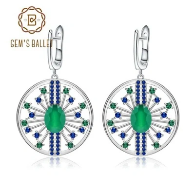 GEM'S BALLET 2.58CT NATURAL AGATE GEMSTONE EARRING 925 STERLING SILVER XMAS GIFTS FOR HER MUM