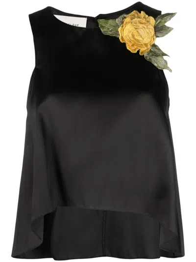 GEMY MAALOUF FLORAL-APPLIQUÉ SLEEVELESS BLOUSE