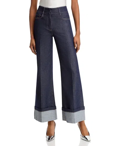 GENERATION LOVE RAQUELITA SHEEN HIGH RISE WIDE LEG JEANS IN DARK DENIM BLUE