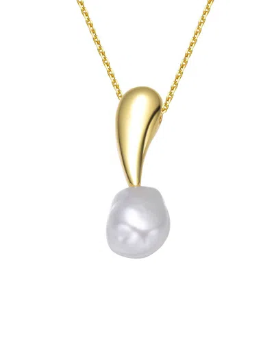 GENEVIVE GENEVIVE 14K OVER SILVER PEARL PENDANT NECKLACE
