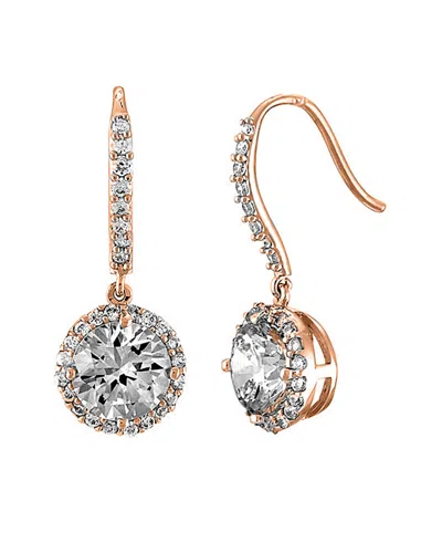 GENEVIVE GENEVIVE 14K ROSE GOLD VERMEIL CZ EARRINGS