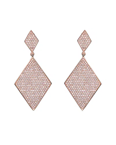 GENEVIVE GENEVIVE 14K ROSE GOLD VERMEIL CZ GEOMETRIC EARRINGS