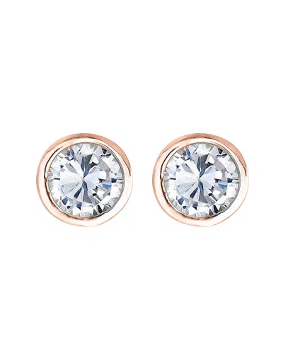 GENEVIVE GENEVIVE 14K ROSE GOLD VERMEIL CZ STUDS