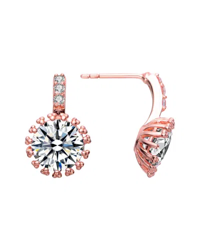 GENEVIVE GENEVIVE 14K ROSE OVER SILVER CZ EARRINGS