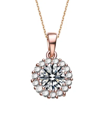 GENEVIVE GENEVIVE 14K ROSE OVER SILVER CZ NECKLACE