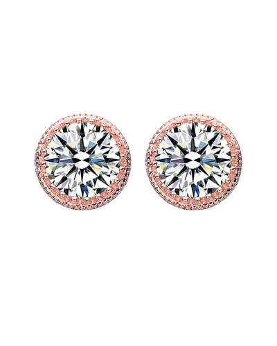 GENEVIVE GENEVIVE 18K ROSE GOLD VERMEIL CZ STUDS