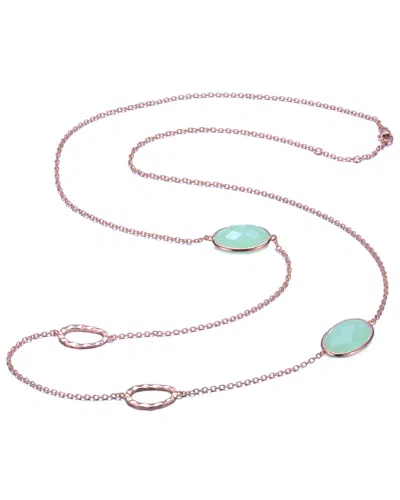 GENEVIVE GENEVIVE 18K ROSE GOLD VERMEIL GREEN CZ 30IN NECKLACE