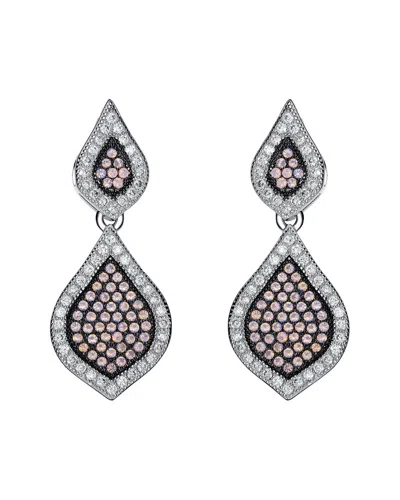 GENEVIVE GENEVIVE BLACK SILVER CZ EARRINGS