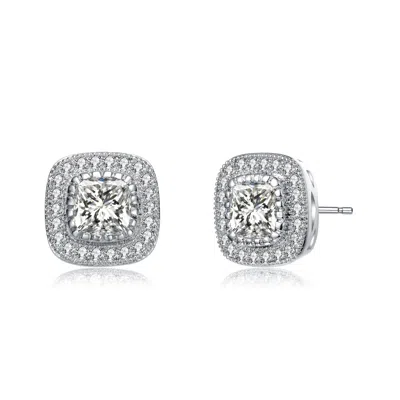 GENEVIVE JEWELRY WOMEN'S RACHEL GLAUBER WHITE GOLD PLATED WITH CUBIC ZIRCONIA STUD EARRINGS