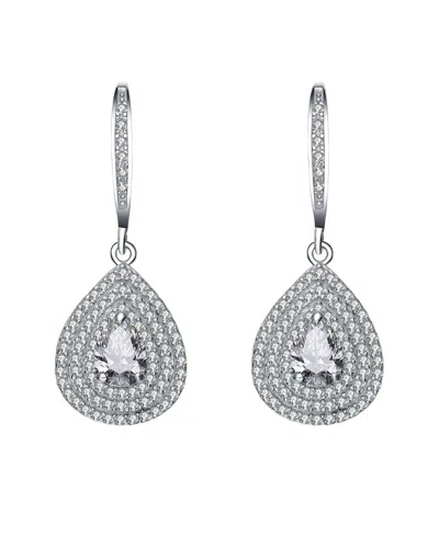 GENEVIVE GENEVIVE SILVER CZ DROP EARRINGS