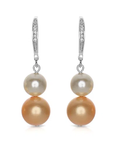 GENEVIVE GENEVIVE SILVER PEARL & CZ EARRINGS