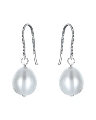 GENEVIVE GENEVIVE SILVER PLATED CZ PEARL EARRINGS