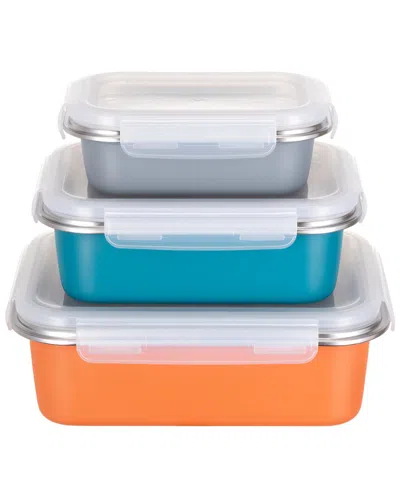 GENICOOK GENICOOK SET OF 3 NESTABLE STAINLESS STEEL CONTAINERS WITH LOCKING LIDS