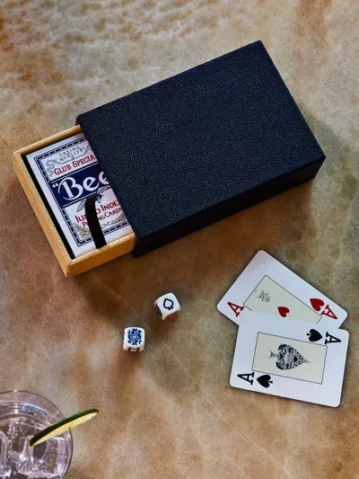 GEOFFREY PARKER LEATHER MATCHBOX TWIN DECK WITH DICE