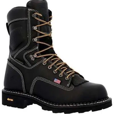 GEORGIA GEORGIA BOOT MEN'S 8" USA LOGGER SOFT TOE WATERPROOF WORK BOOT BLACK - GB00603,