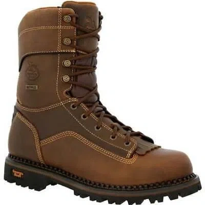 GEORGIA GEORGIA BOOT MEN'S 9" AMP LT LOGGER LOW HEEL SOFT TOE WATERPROOF WORK BOOT BROWN