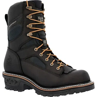 GEORGIA GEORGIA MENS LTX LOGGER WP BLACK LEATHER WORK BOOTS