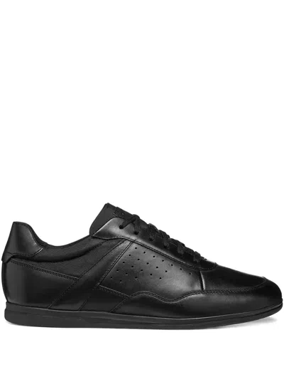 GEOX RENAN PERFORATED LEATHER LACE-UP SNEAKERS