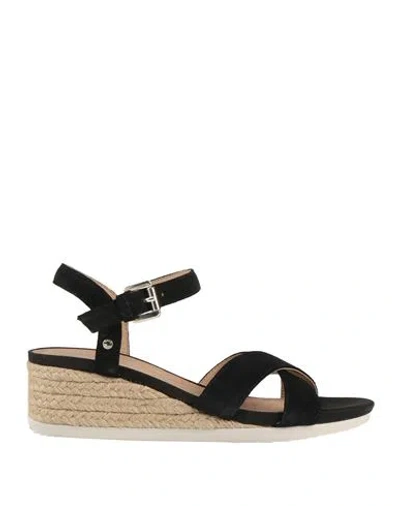 GEOX GEOX WOMAN ESPADRILLES BLACK SIZE 7.5 LEATHER