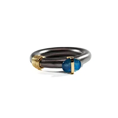 GERMAN KABIRSKI WOMEN'S GREY / BLUE / GOLD PICCO BLUE SAPPHIRE RING