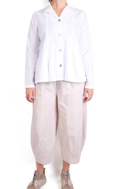 GERTIES INSET BOX PLEAT LONG SLEEVE SHIRT IN CHALK