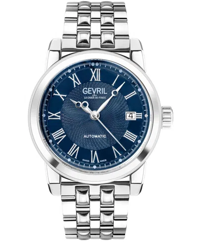GEVRIL MEN'S MADISON SWISS AUTOMATIC SILVER-TONE STAINLESS STEEL WATCH 39MM