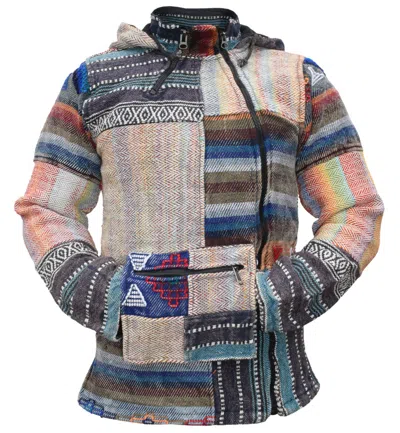 GHERI BUNT PATCHWORK BAUMWOLLE KÄNGURUTASCHE HIPPIE WINTER ZIP BOHO STRICKJACKE