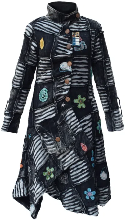 GHERI LANG GOTHIC BAUMWOLLE PATCHWORK VLIES LINE ASYMMETRISCH BESTICKT HIPPIE EMO COAT
